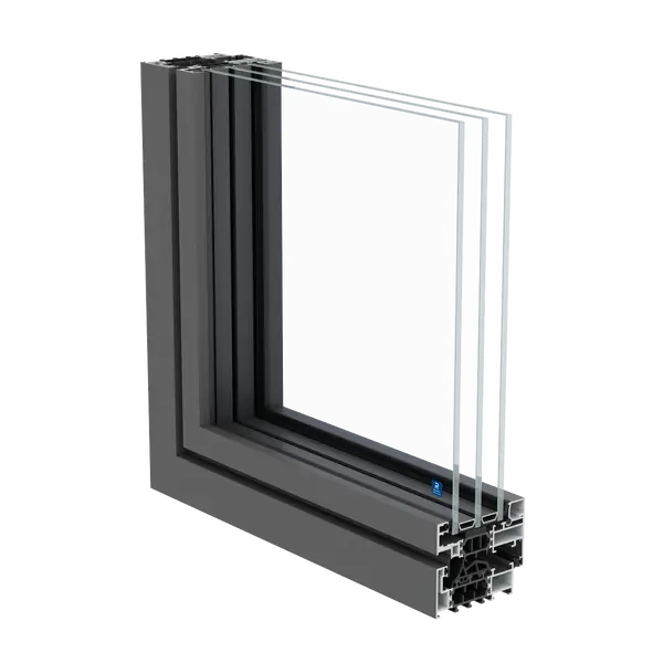 Reynaers SlimLine 38 aluminium profile cross-section showing PAS24 engineering detail